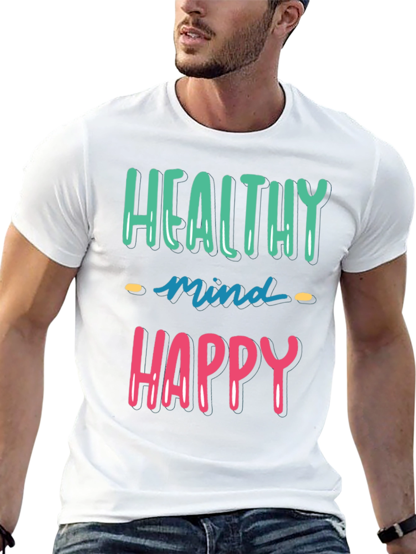 Healthy Mind Happy Life Black Graphic Tee