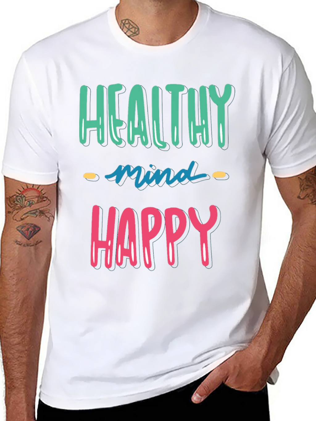 Healthy Mind Happy Life Black Graphic Tee