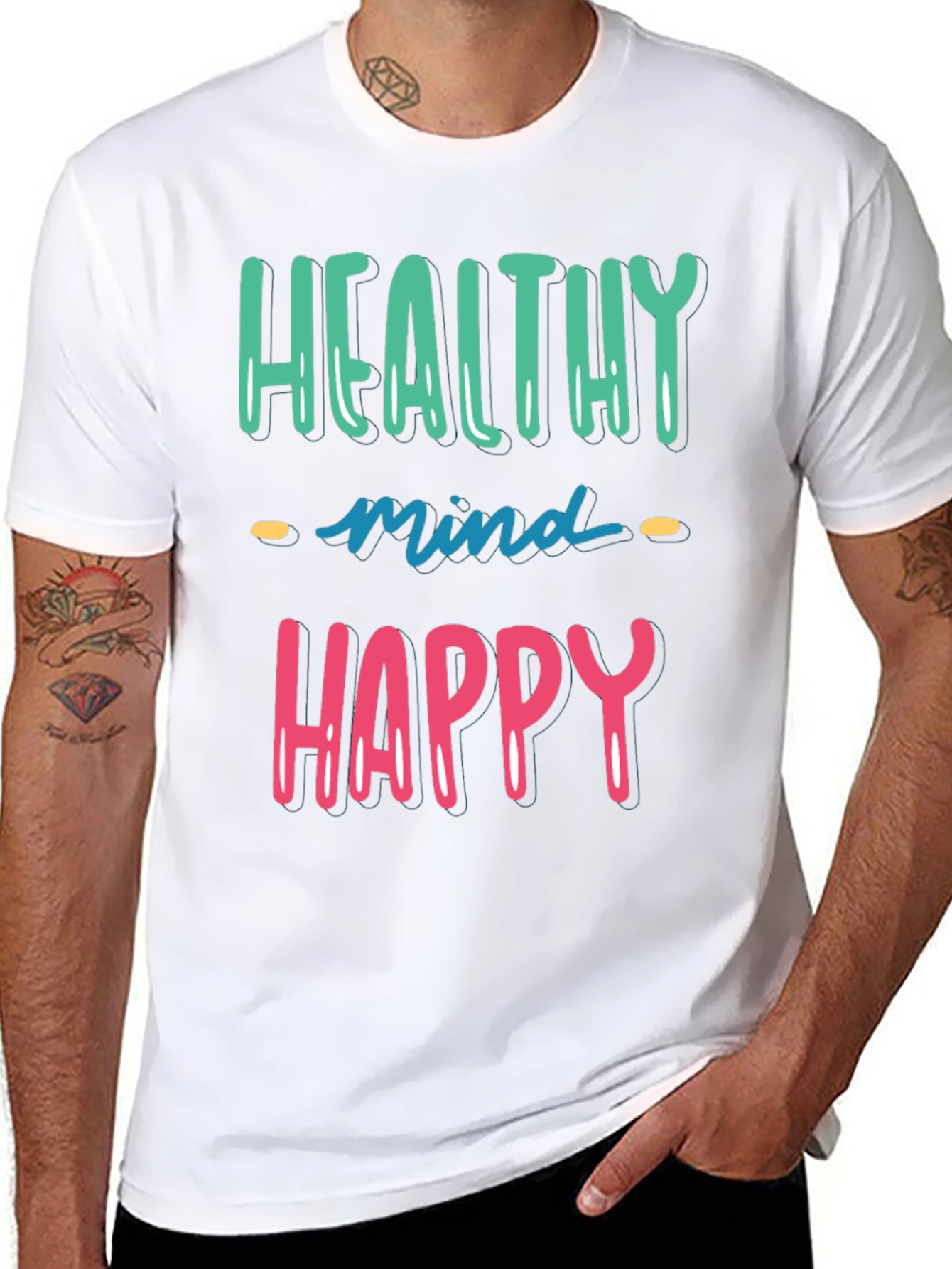 Healthy Mind Happy Life Black Graphic Tee