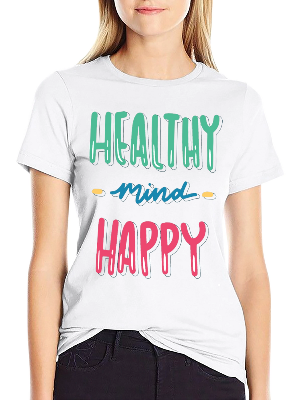 Healthy Mind Happy Life Black Graphic Tee