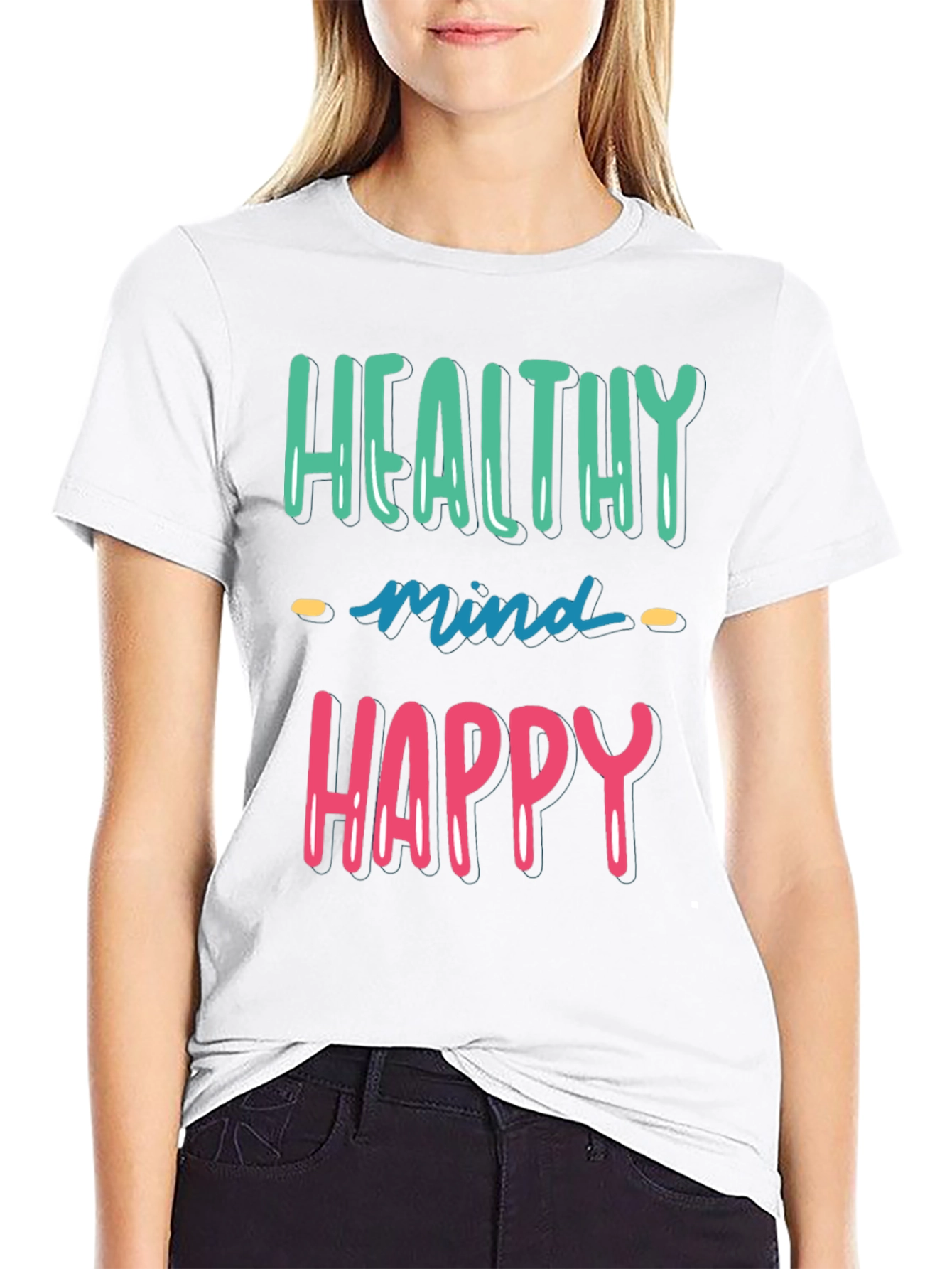 Healthy Mind Happy Life Black Graphic Tee