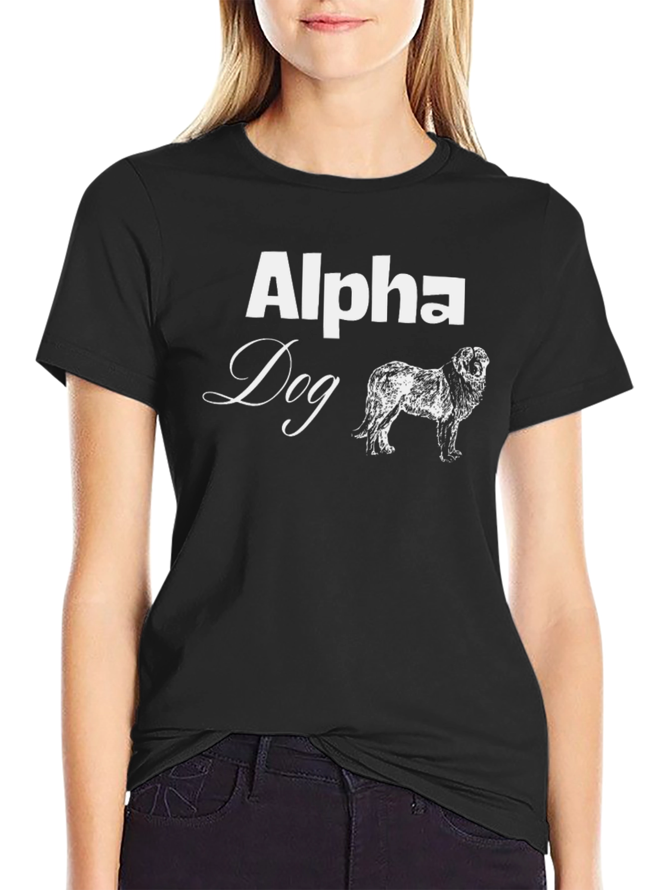 Alpha Dog Graphic Tee - Black Cotton T-Shirt