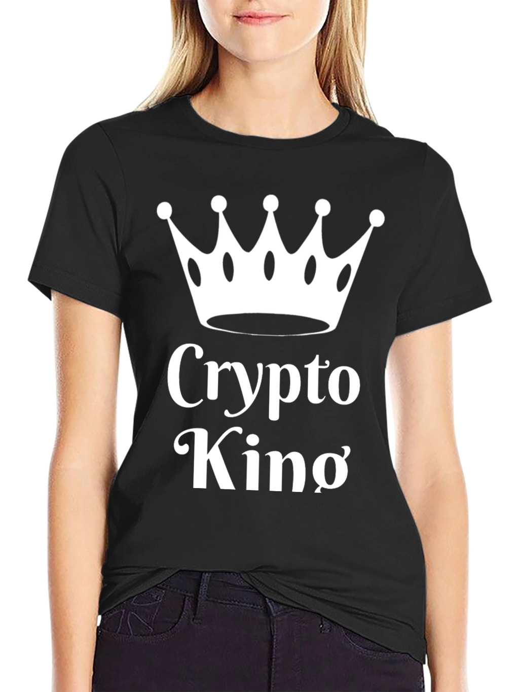 Crypto King T-Shirt - Black Cotton Tee with Crown