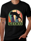 Retro Gecko Graphic Tee - Cool Black T-Shirt