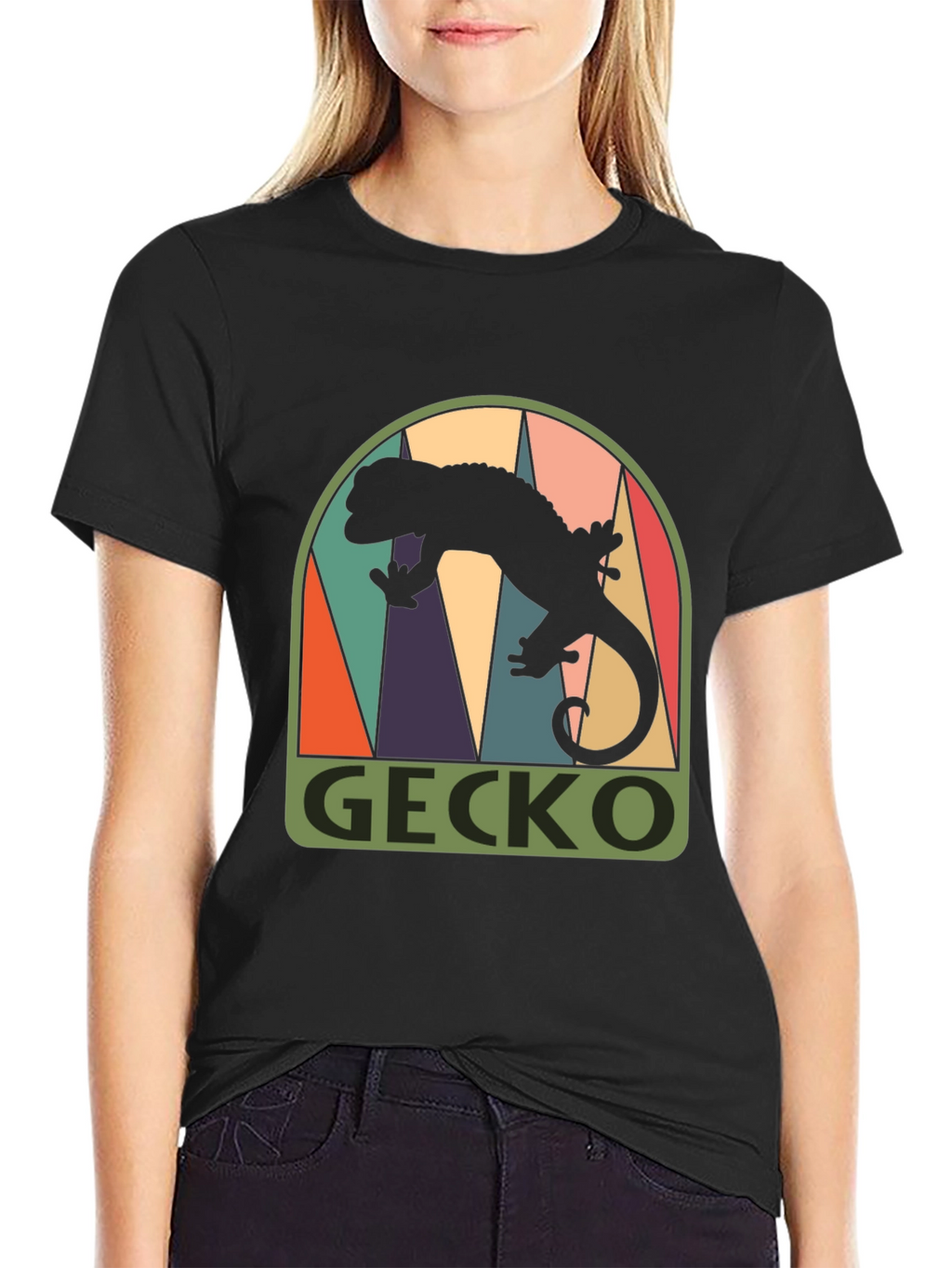 Retro Gecko Graphic Tee - Cool Black T-Shirt