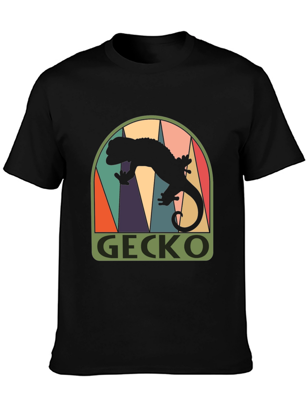 Retro Gecko Graphic Tee - Cool Black T-Shirt