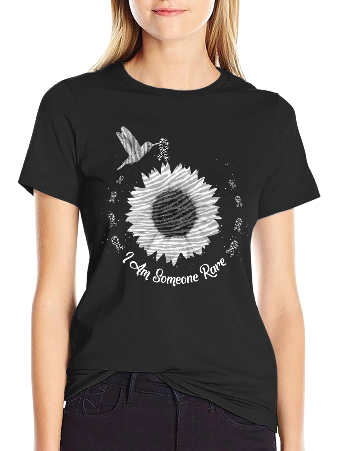 Rare Disease Awareness T-Shirt - Hummingbird Sunflower