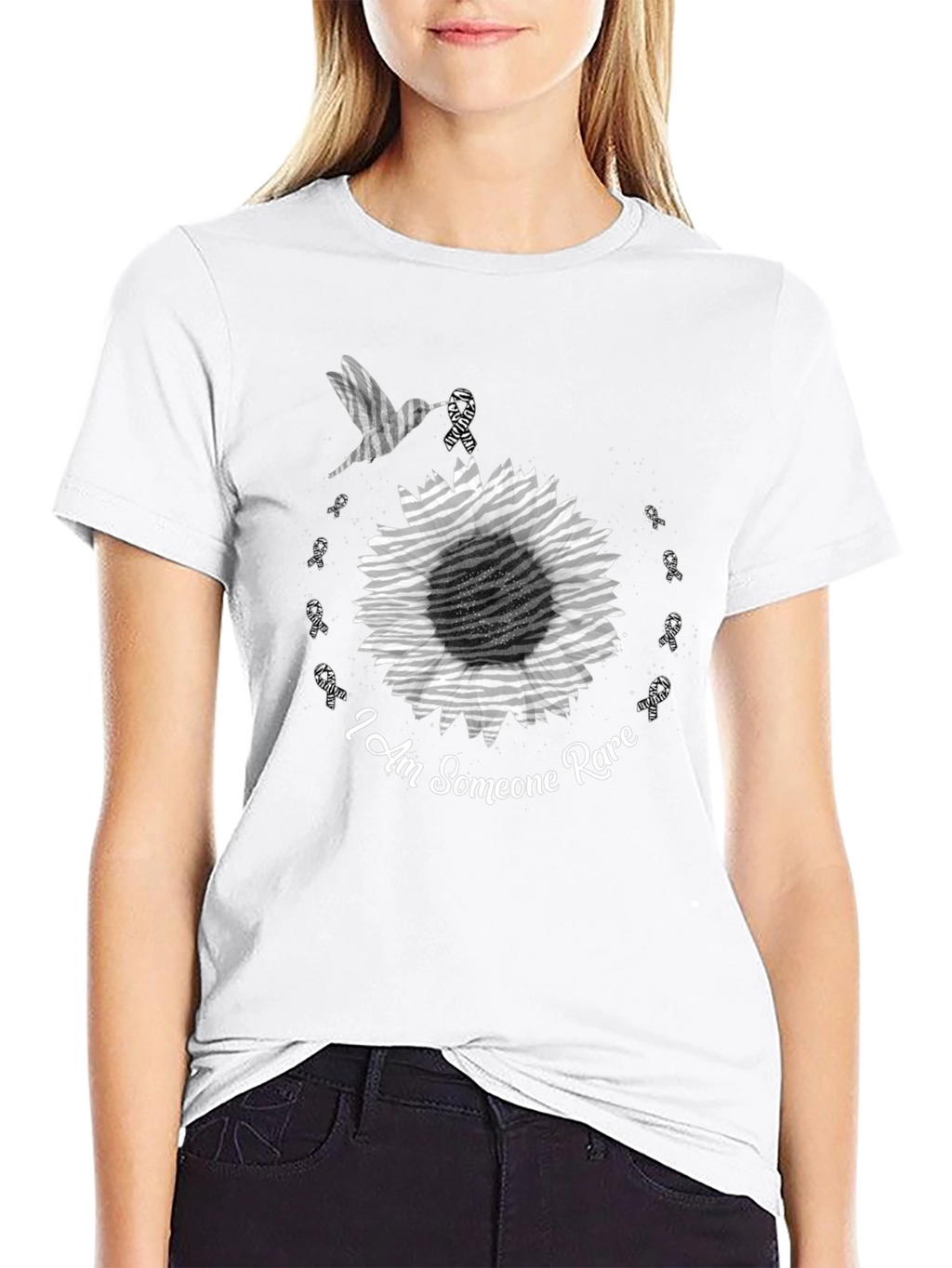 Rare Disease Awareness T-Shirt - Hummingbird Sunflower