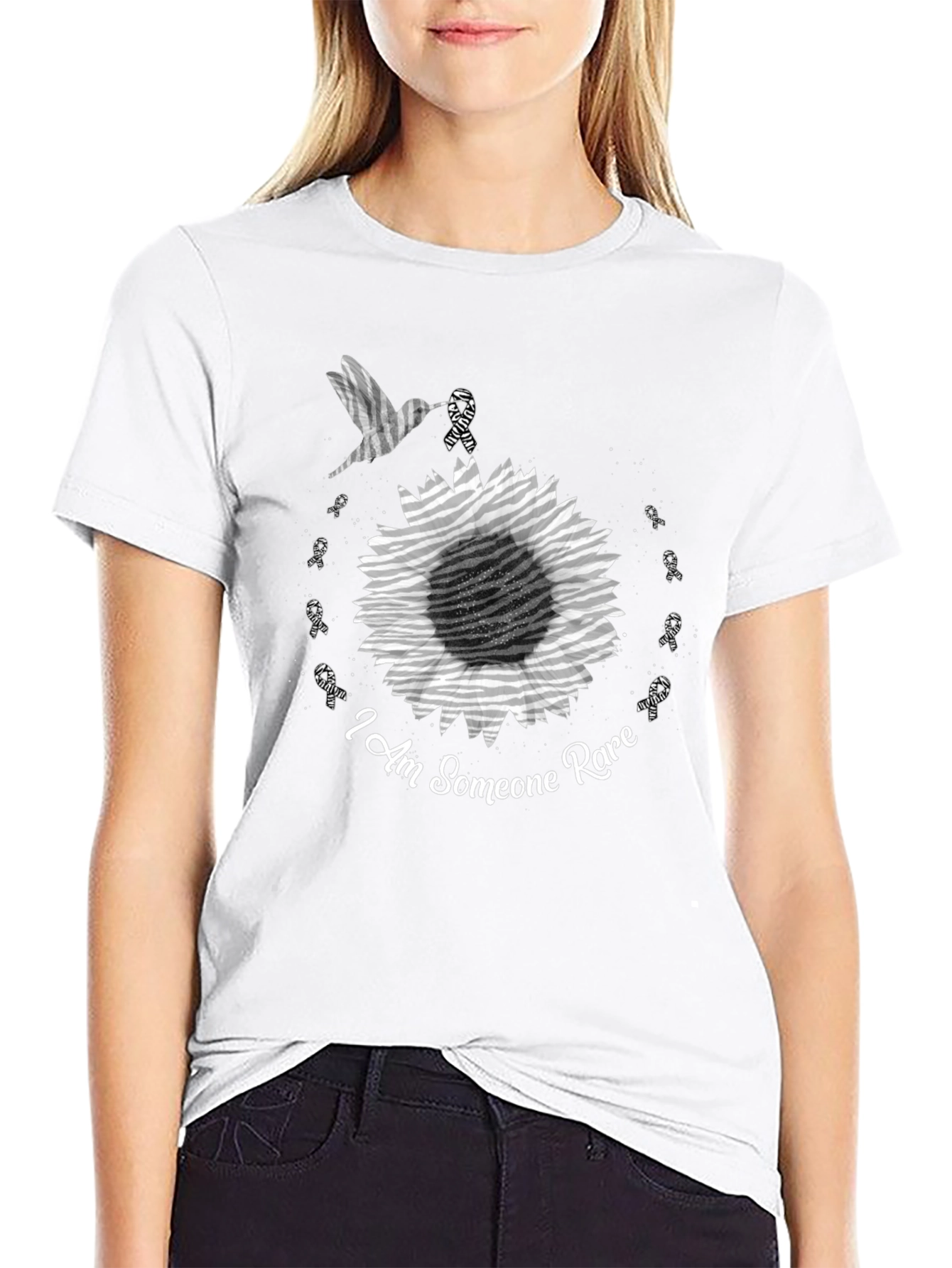 Rare Disease Awareness T-Shirt - Hummingbird Sunflower