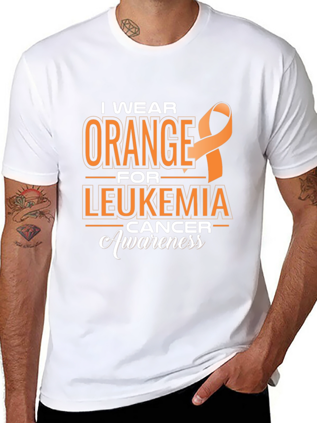 Leukemia Awareness T-Shirt: I Wear Orange Ribbon