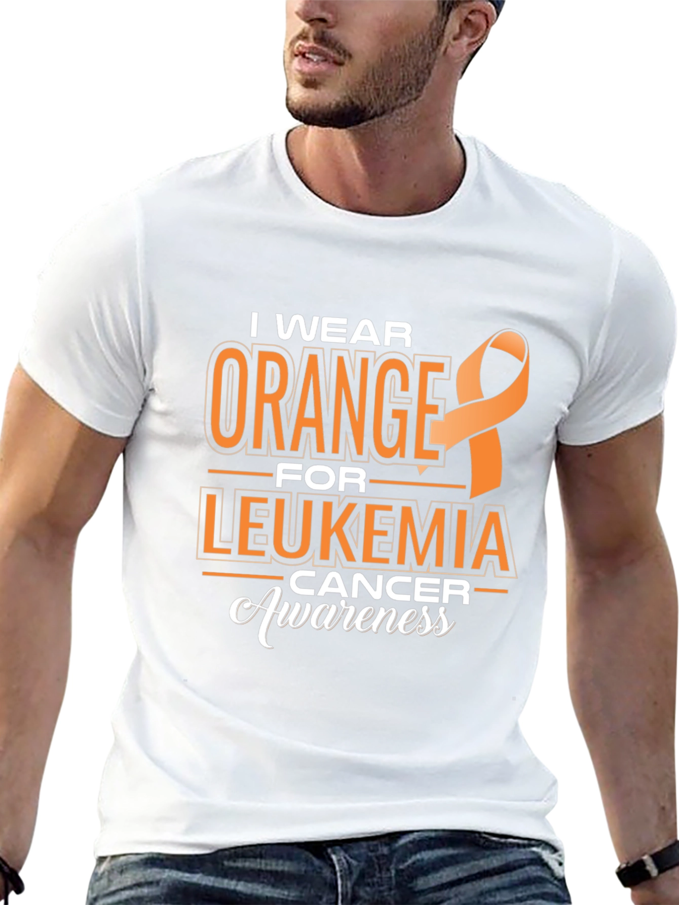 Leukemia Awareness T-Shirt: I Wear Orange Ribbon