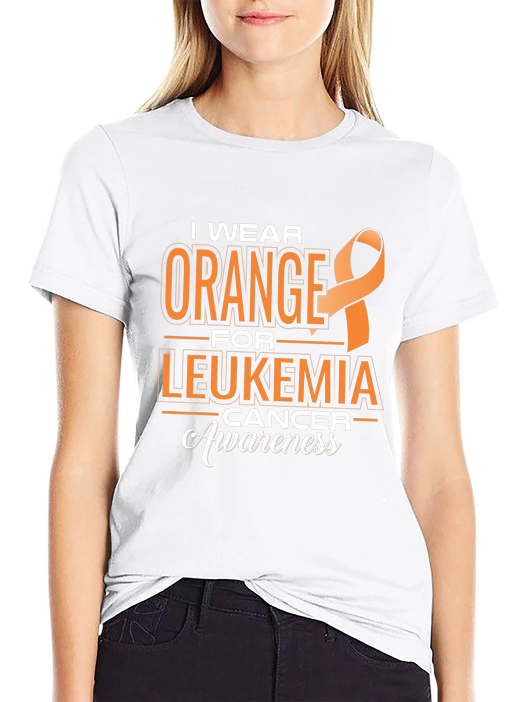 Leukemia Awareness T-Shirt: I Wear Orange Ribbon