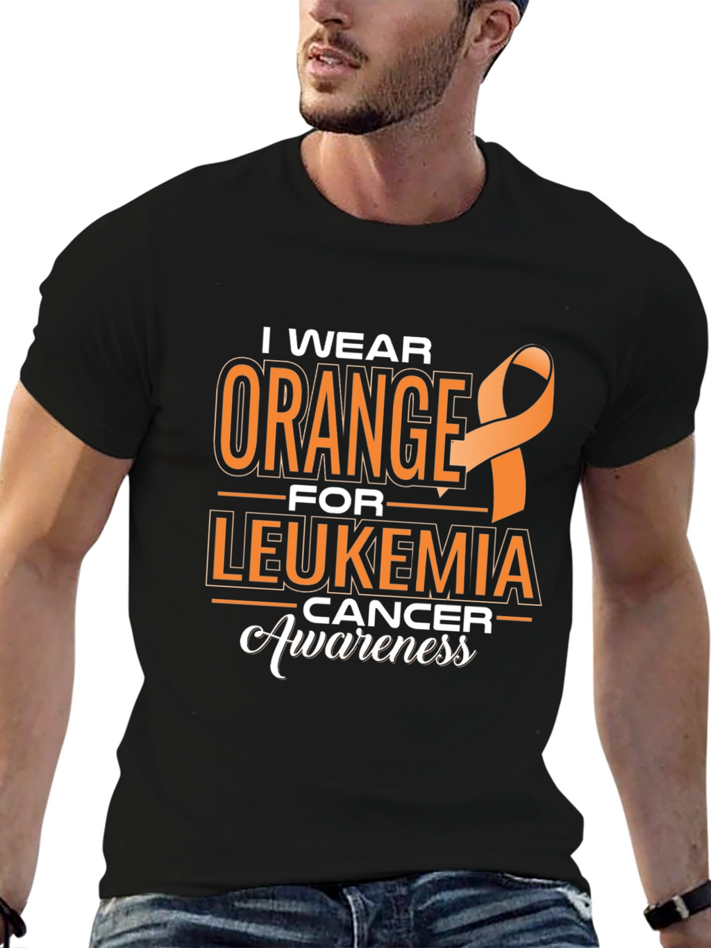 Leukemia Awareness T-Shirt: I Wear Orange Ribbon