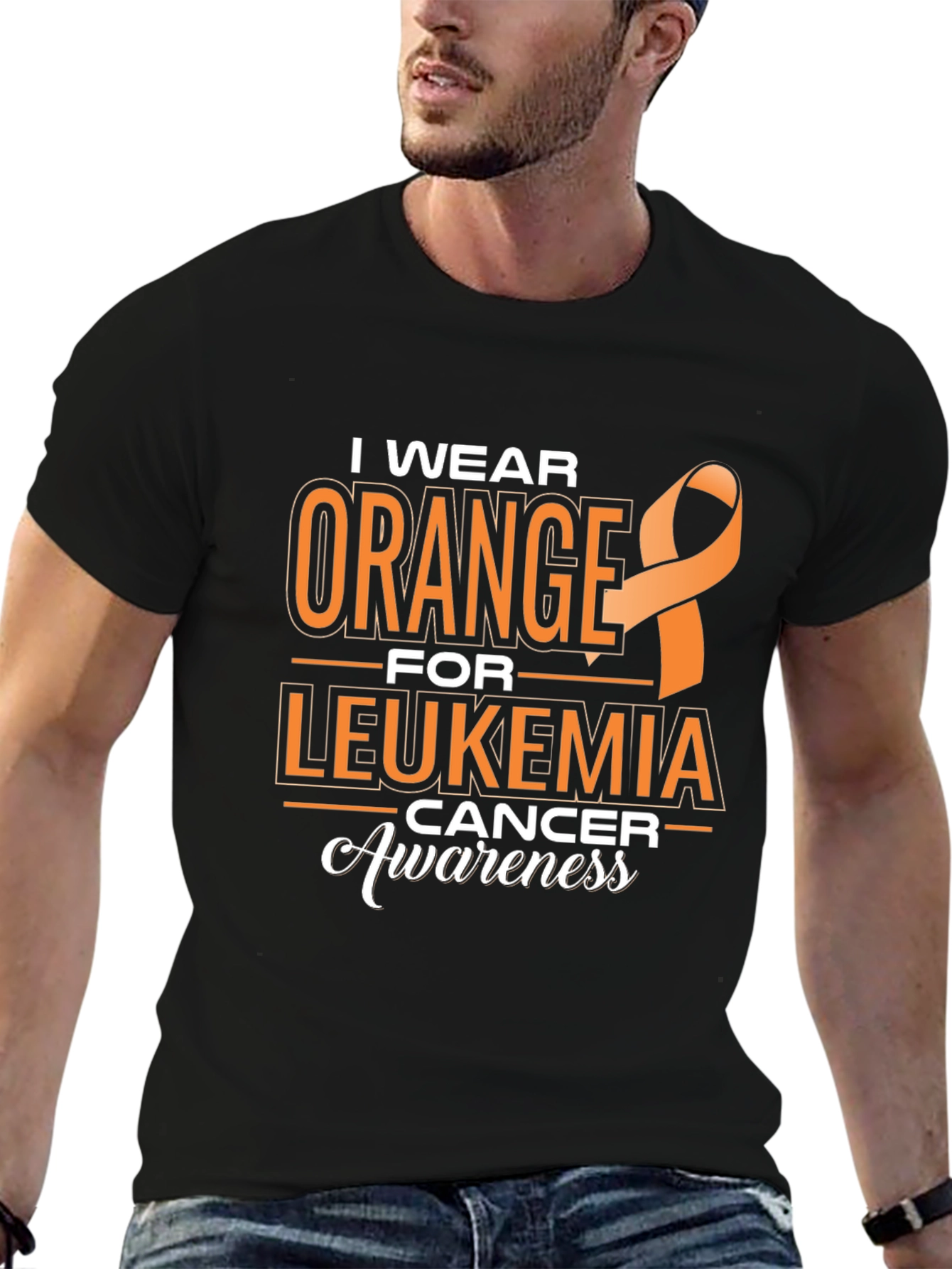 Leukemia Awareness T-Shirt: I Wear Orange Ribbon