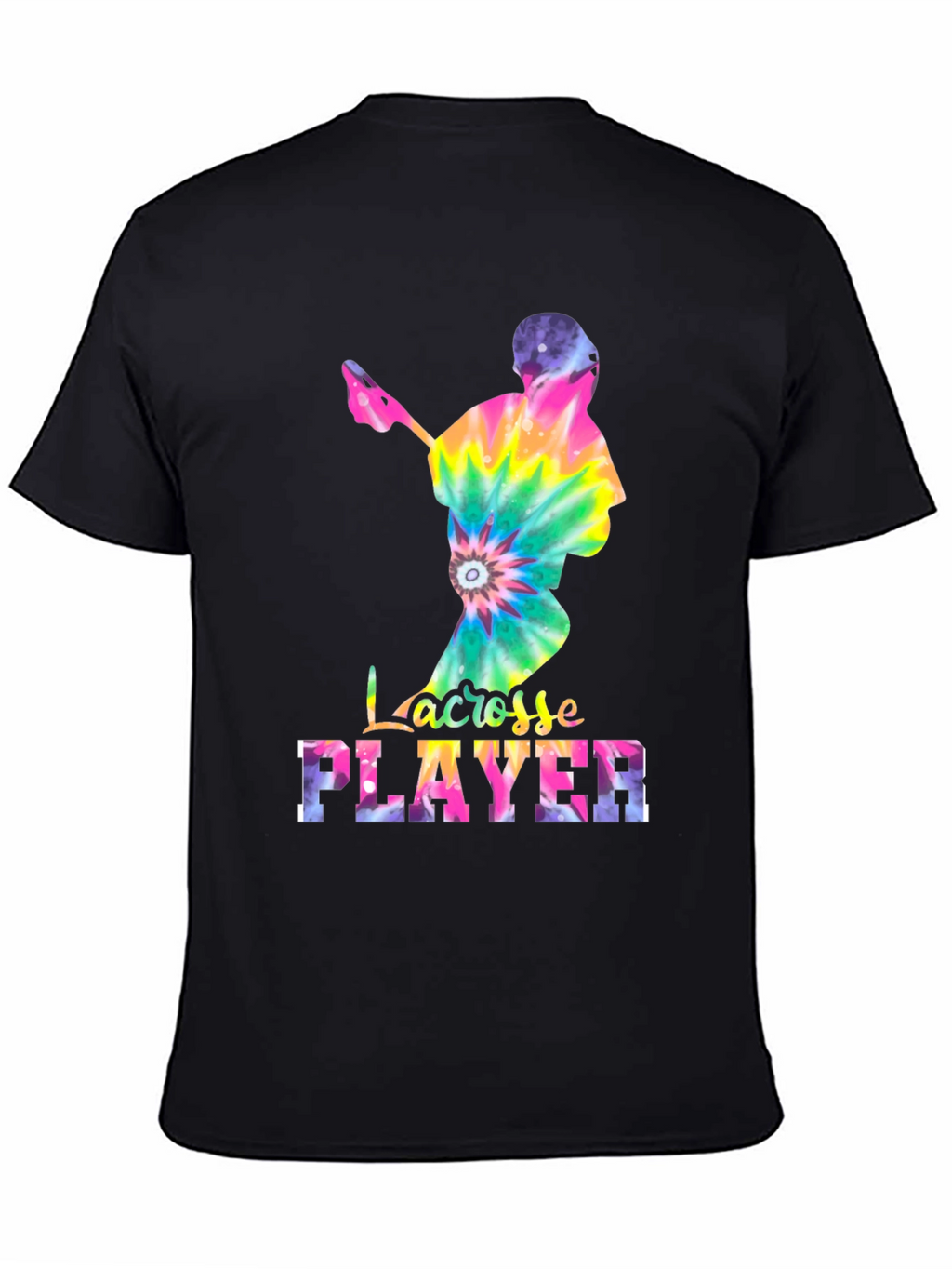 Tie-Dye Lacrosse Player Graphic Tee - Black