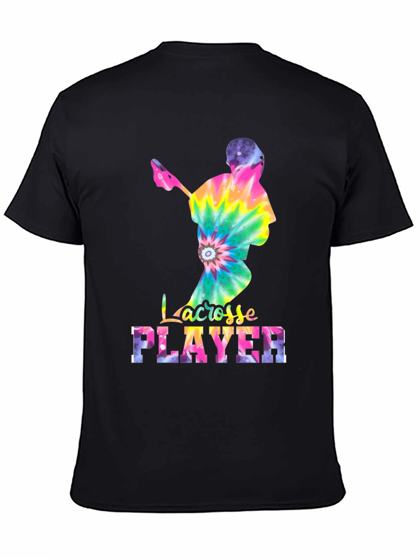 Tie-Dye Lacrosse Player Graphic Tee - Black