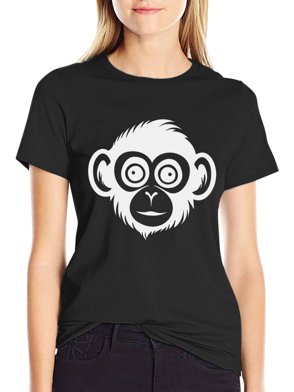 Monkey Face Graphic T-Shirt - Casual Black Tee