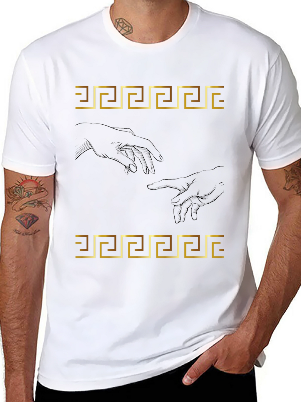 Creation of Adam T-Shirt - Greek Key Art