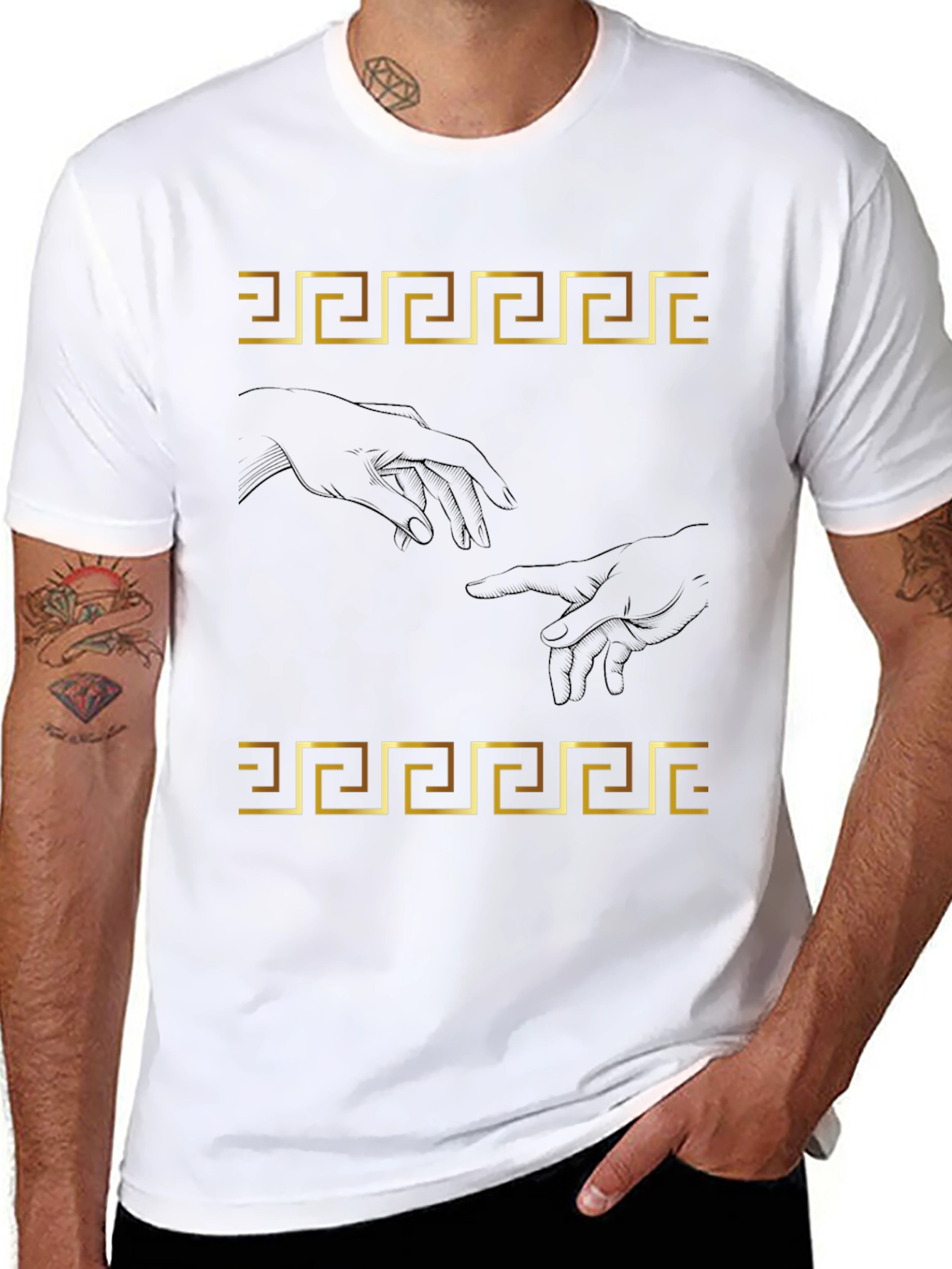Creation of Adam T-Shirt - Greek Key Art