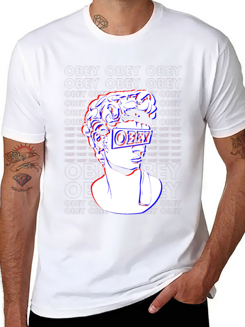 Obey Statue Graphic Print T-Shirt - Stylish Black Tee