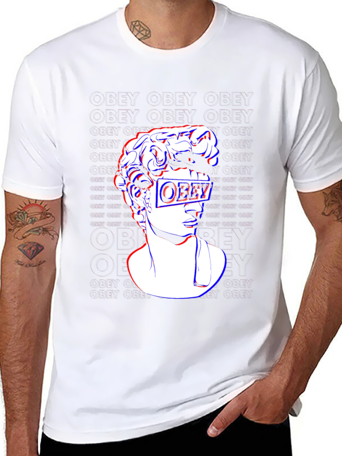 Obey Statue Graphic Print T-Shirt - Stylish Black Tee