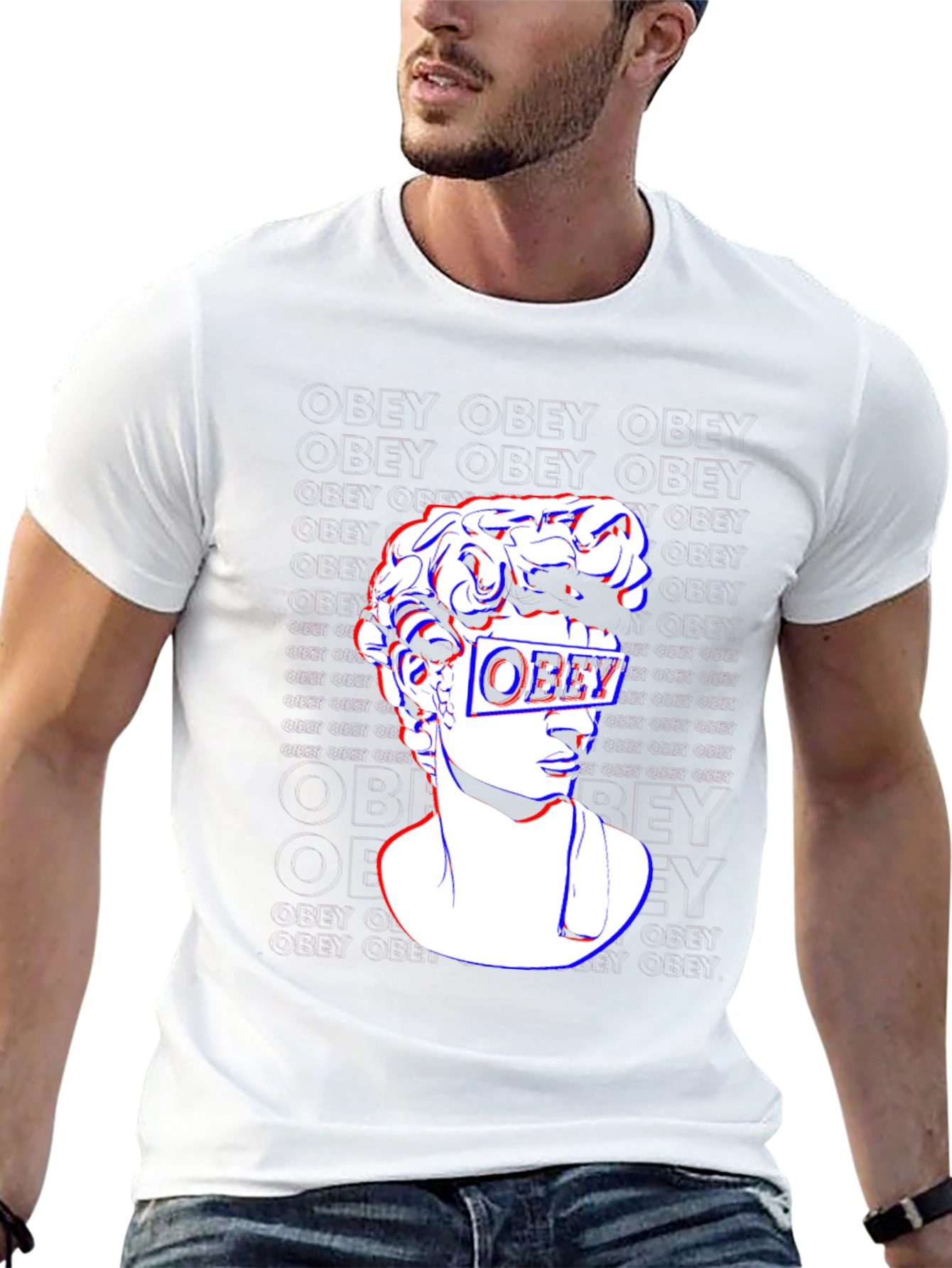 Obey Statue Graphic Print T-Shirt - Stylish Black Tee