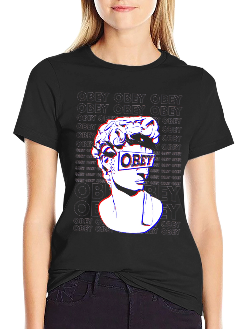 Obey Statue Graphic Print T-Shirt - Stylish Black Tee