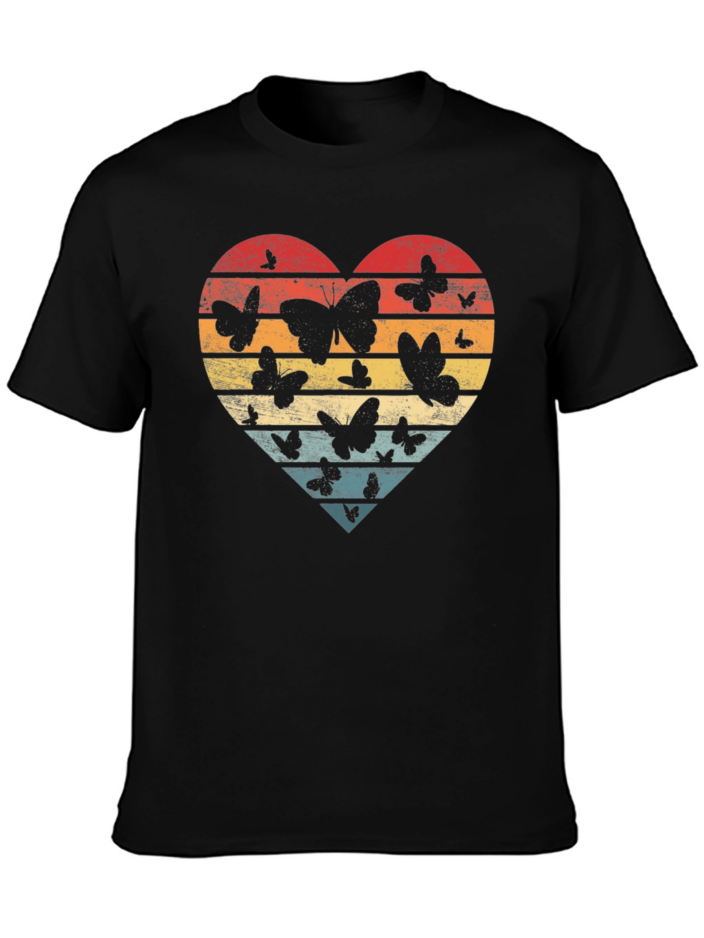 Retro Butterfly Heart T-Shirt - Stylish Graphic Tee