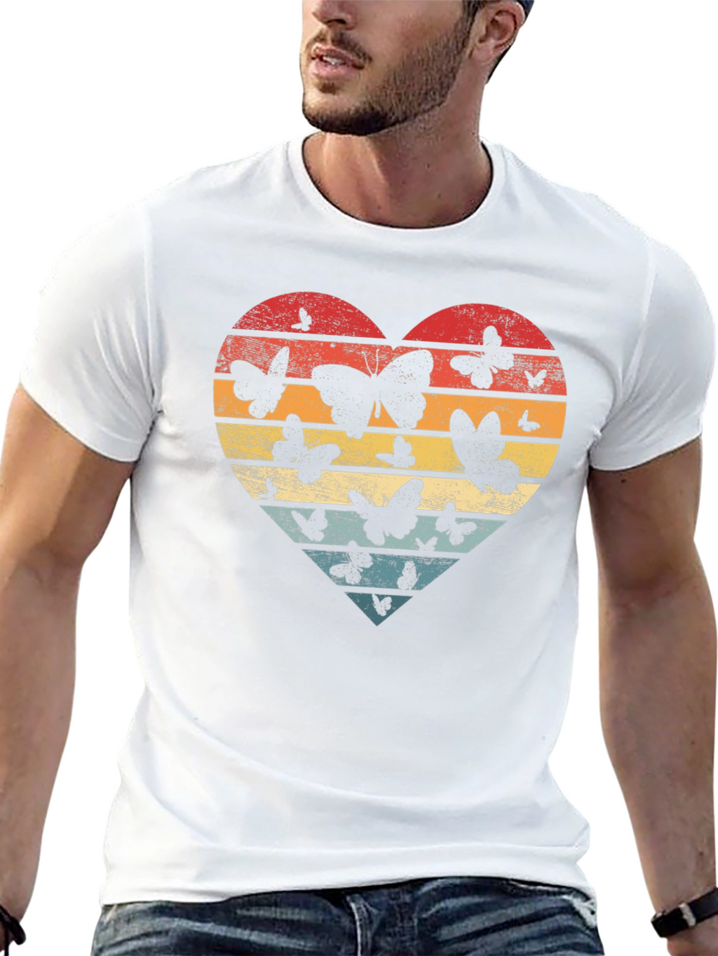 Retro Butterfly Heart T-Shirt - Stylish Graphic Tee