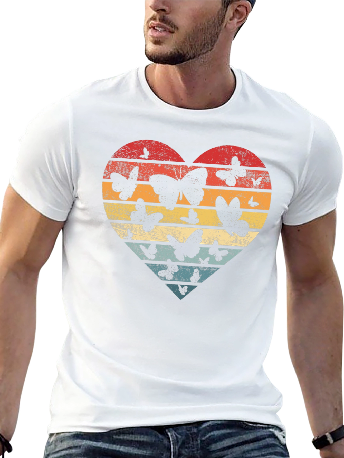 Retro Butterfly Heart T-Shirt - Stylish Graphic Tee