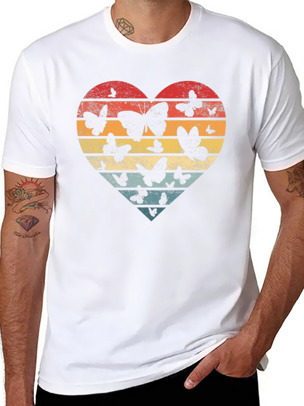 Retro Butterfly Heart T-Shirt - Stylish Graphic Tee