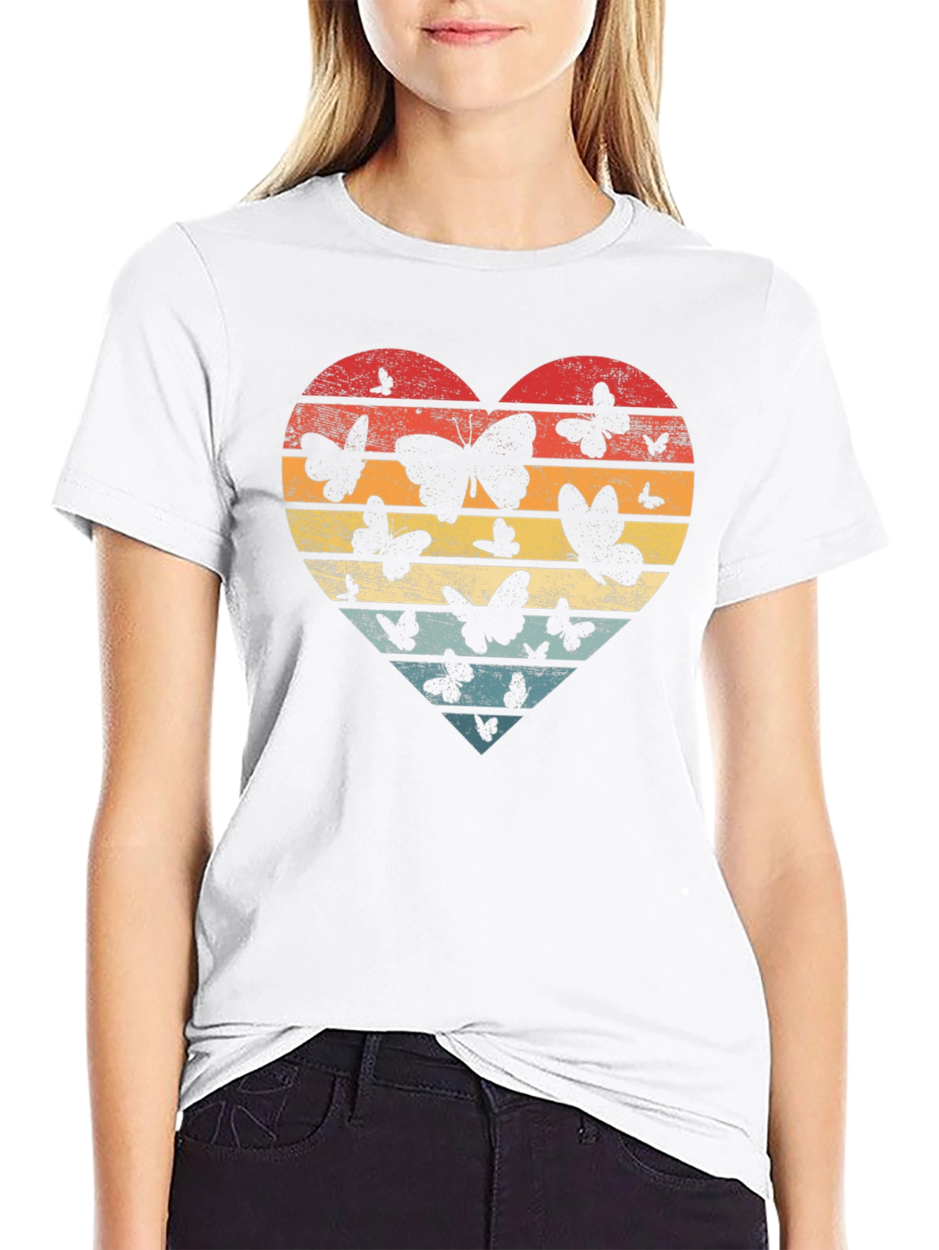 Retro Butterfly Heart T-Shirt - Stylish Graphic Tee