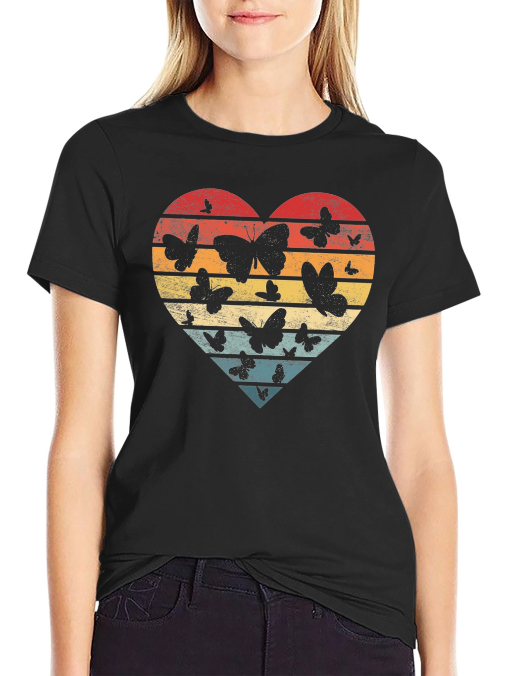 Retro Butterfly Heart T-Shirt - Stylish Graphic Tee