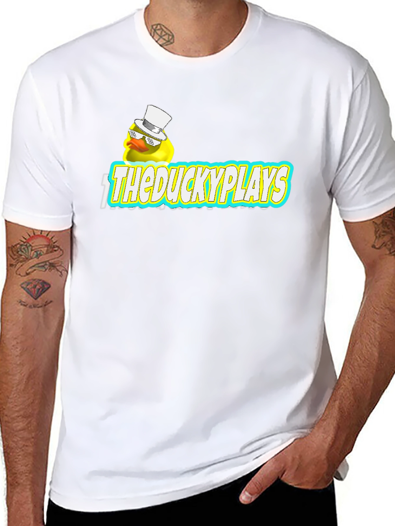 TheDuckyPlays Black Cotton Graphic Tee