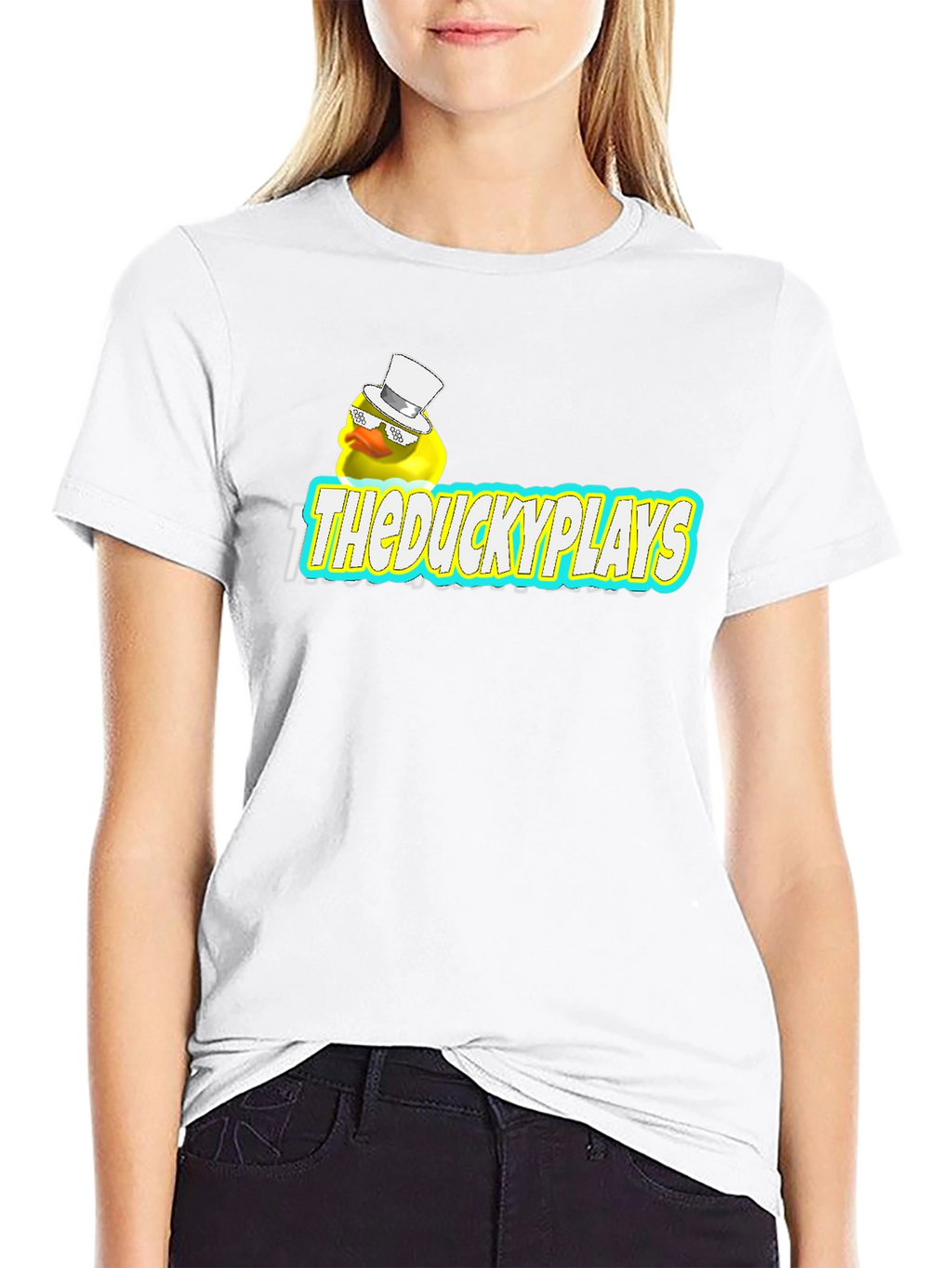 TheDuckyPlays Black Cotton Graphic Tee