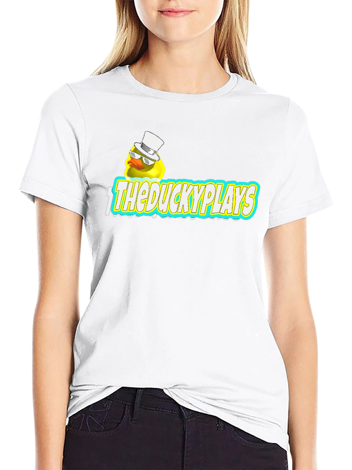 TheDuckyPlays Black Cotton Graphic Tee