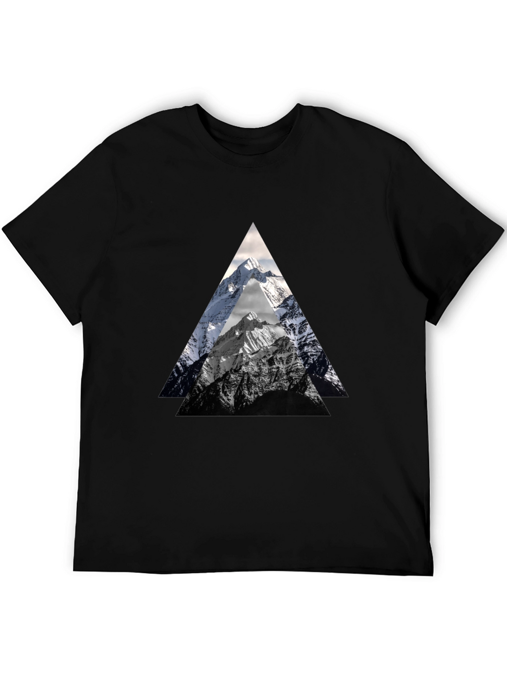 Mountain Peak Triangle Graphic Tee - Black