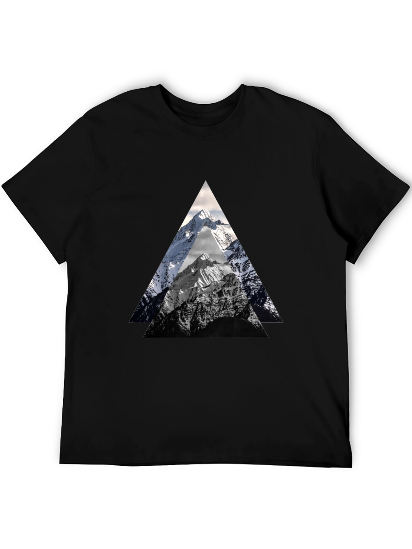 Mountain Peak Triangle Graphic Tee - Black