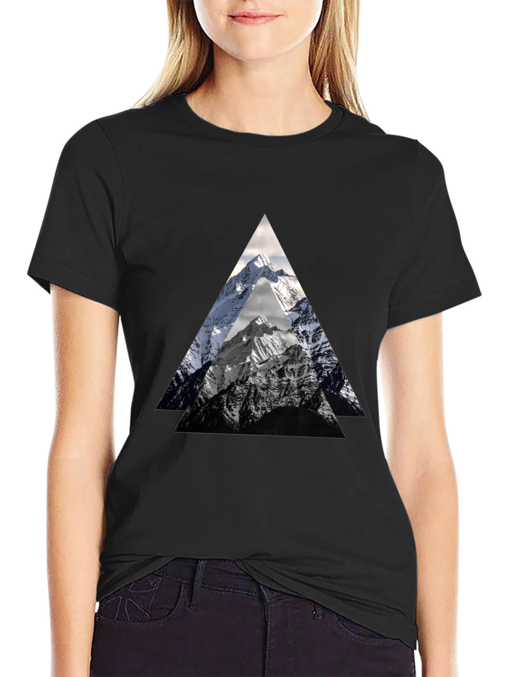 Mountain Peak Triangle Graphic Tee - Black