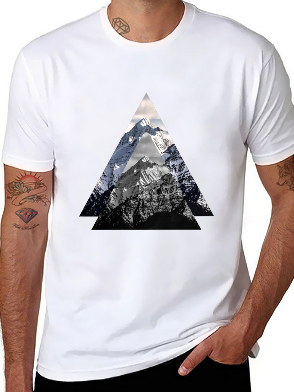 Mountain Peak Triangle Graphic Tee - Black