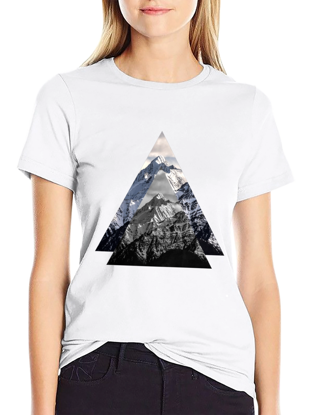Mountain Peak Triangle Graphic Tee - Black