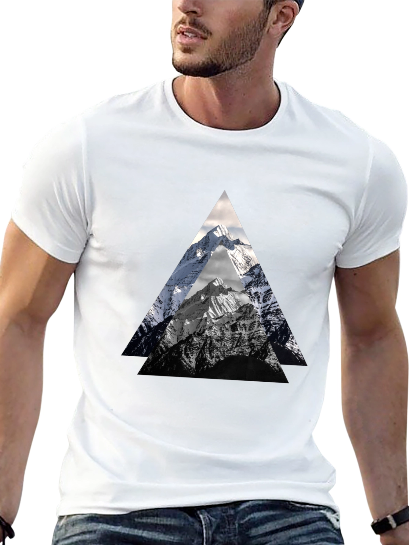 Mountain Peak Triangle Graphic Tee - Black
