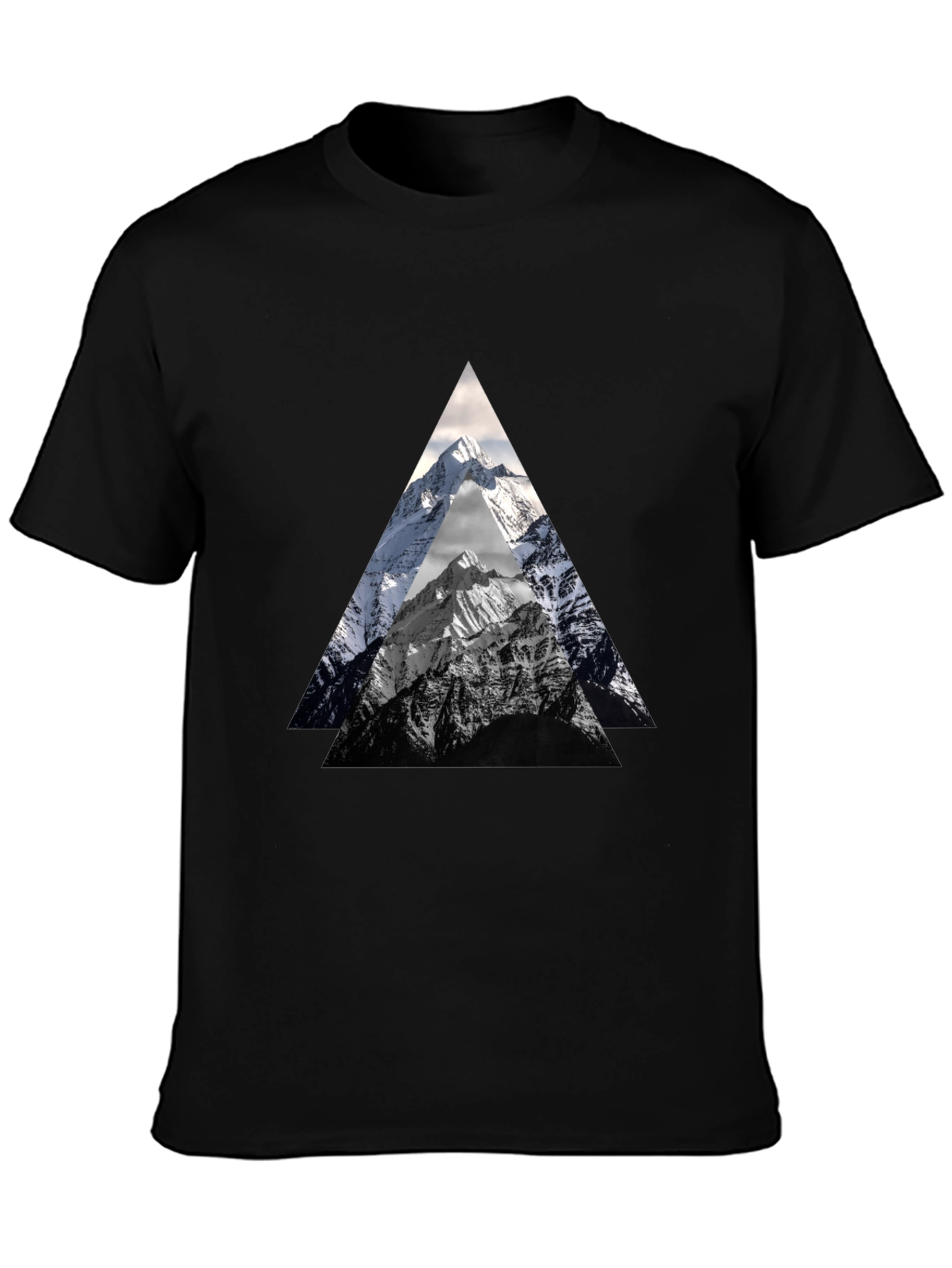 Mountain Peak Triangle Graphic Tee - Black