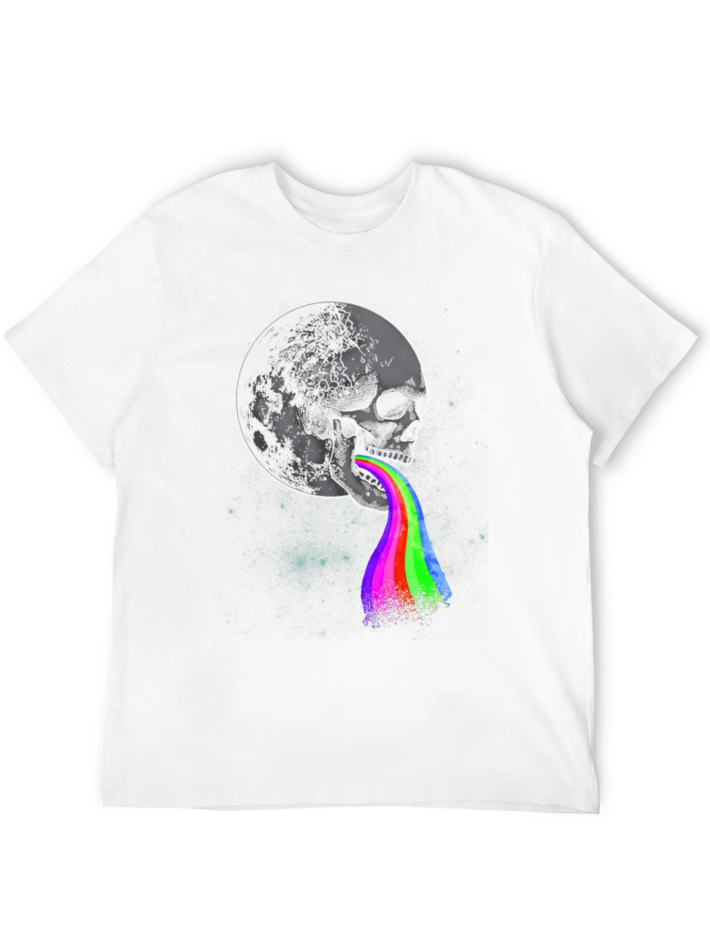 Moon Skull Rainbow Vomit Graphic Tee