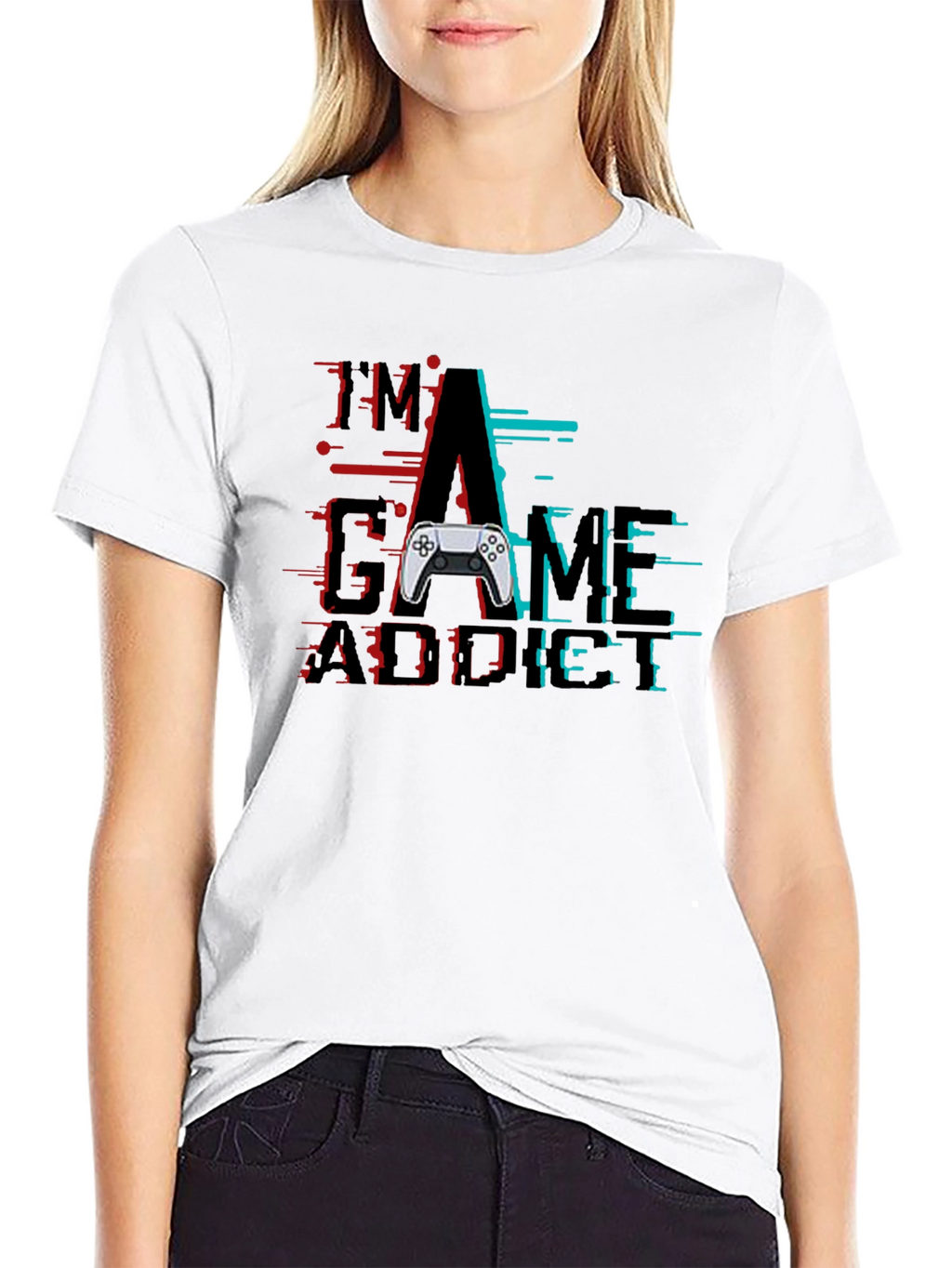 Im A Game Addict Black Graphic T-Shirt