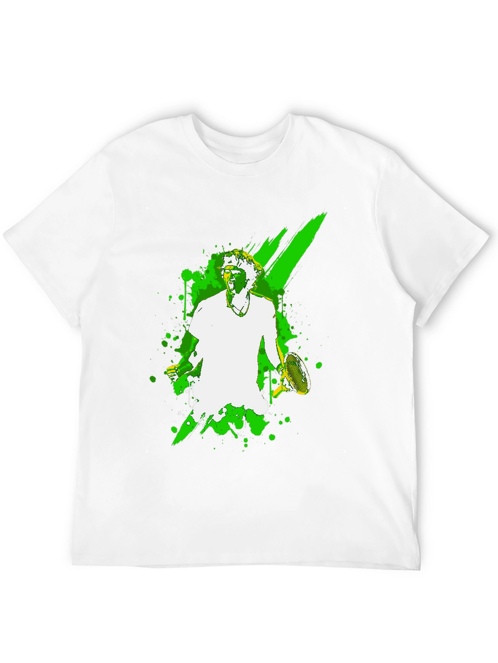 Tennis Player Graphic Tee - Black Cotton T-Shirt