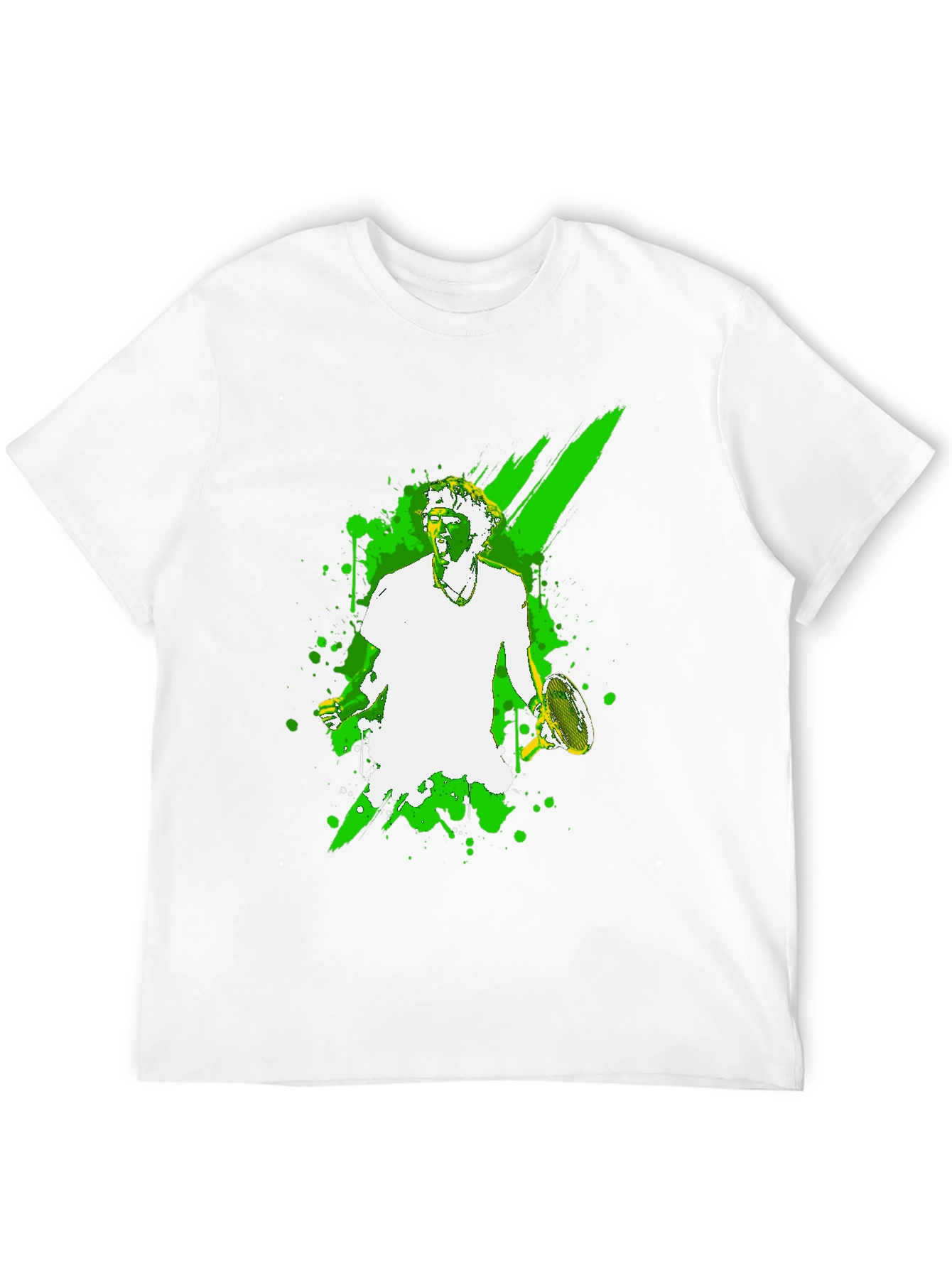 Tennis Player Graphic Tee - Black Cotton T-Shirt