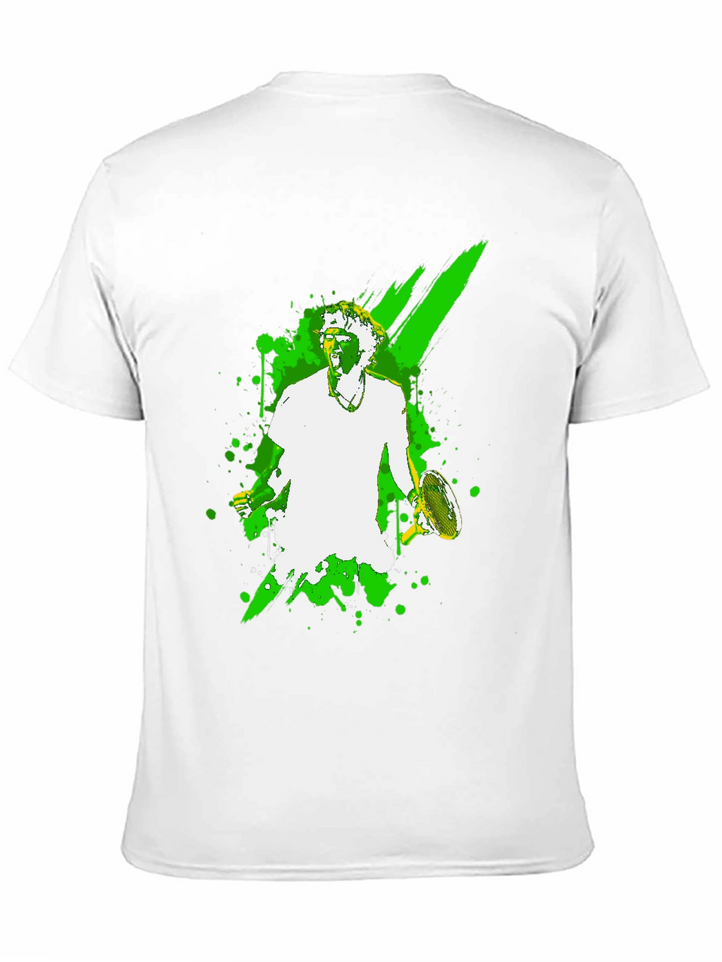 Tennis Player Graphic Tee - Black Cotton T-Shirt