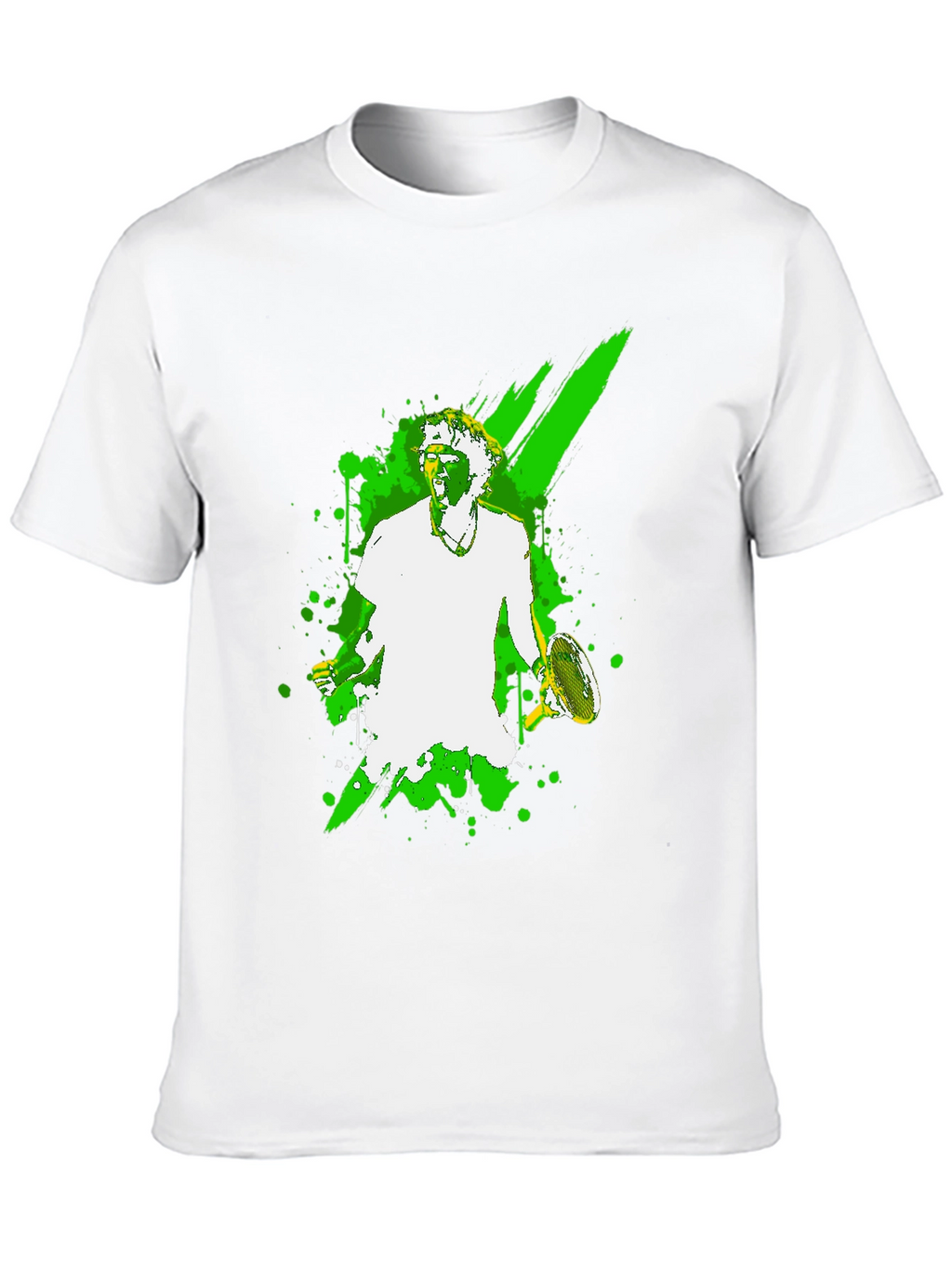 Tennis Player Graphic Tee - Black Cotton T-Shirt