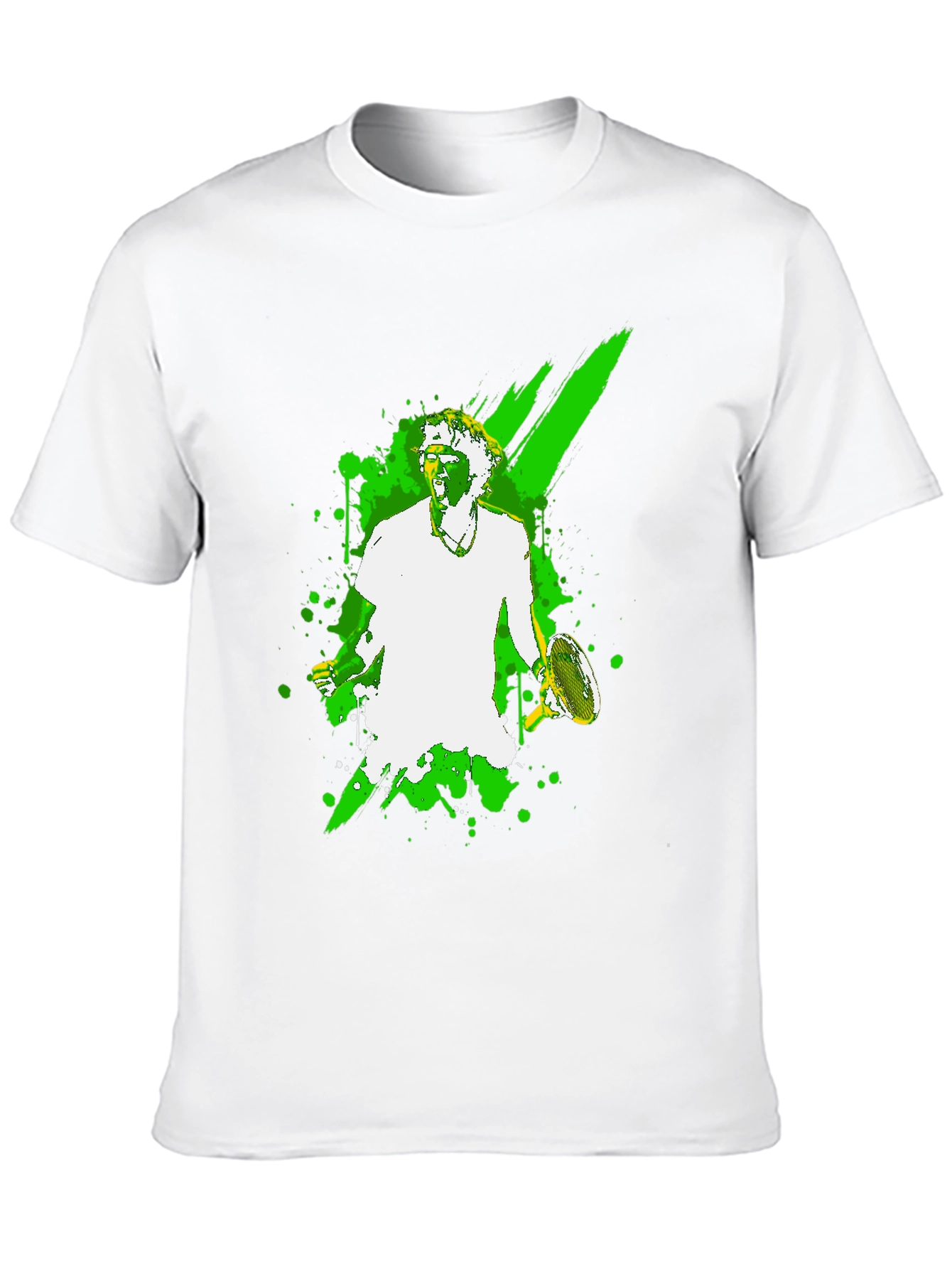 Tennis Player Graphic Tee - Black Cotton T-Shirt
